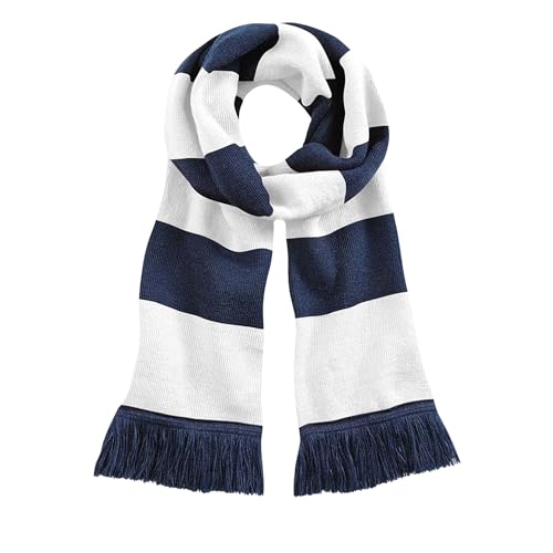 Beechfield Unisex Stadium Scarf Schal, Mehrfarbig (French Navy/White 00), One Size von Beechfield