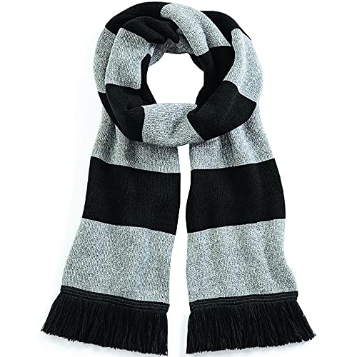 Beechfield Unisex Stadium Scarf Schal, Mehrfarbig (Black/Heather Grey 00), One Size von Beechfield