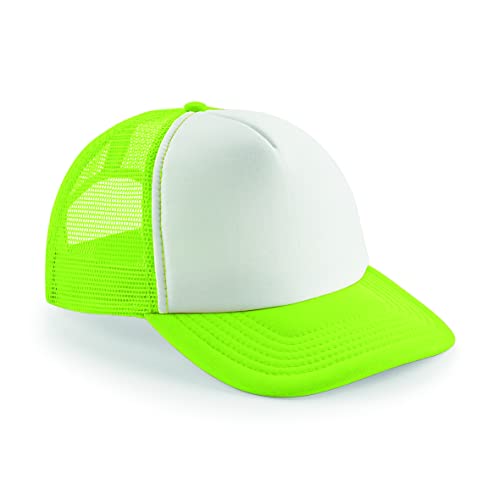 Kids Vintage Snapback Trucker Hip Hop Cap - Farbe: Lime Green/White - Größe: One Size von Beechfield