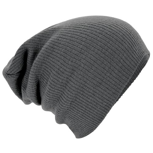 Beechfield Slouch Beanie Strickmütze, grau, One Size von Beechfield