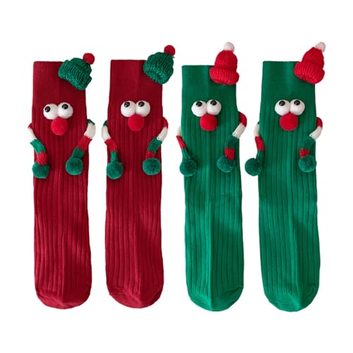 Beedozo 2 Paar Lustige Magnetische Weihnachten Socken 3D Weihnachtssocken Unisex Hand In Hand Socken Mit Magnetarmen Funny Freundschaftssocken Für Damen Und Herren Für Weihnachten von Beedozo