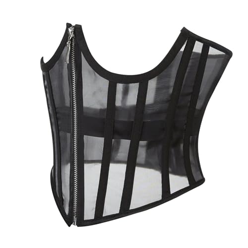 Beedozo Korsett-Taillentrainer, Schnürkorsett,Sexy Korsett Unterbrust verstellbar - Netz-Body für Damen, Body Shaper mit starken Stahlstäben von Beedozo