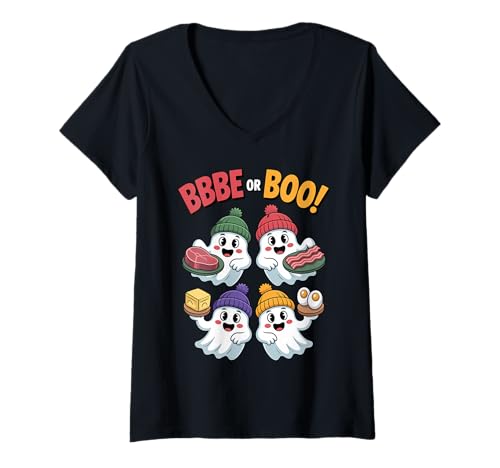 Damen Lustige BBBE oder Boo Ghost Halloween Karnevalsdiät Low Carb T-Shirt mit V-Ausschnitt Damen Lustige BBBE oder Boo Ghost Halloween Karnevalsdiät Low Carb T-Shirt mit V-Ausschnitt von Beef Butter Bacon Eggs Funny Merch.