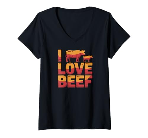 Damen Ich Liebe Beef Cow Appreciation T-Shirt mit V-Ausschnitt Damen Ich Liebe Beef Cow Appreciation T-Shirt mit V-Ausschnitt von Beef Enthusiast Farmers Ranchers