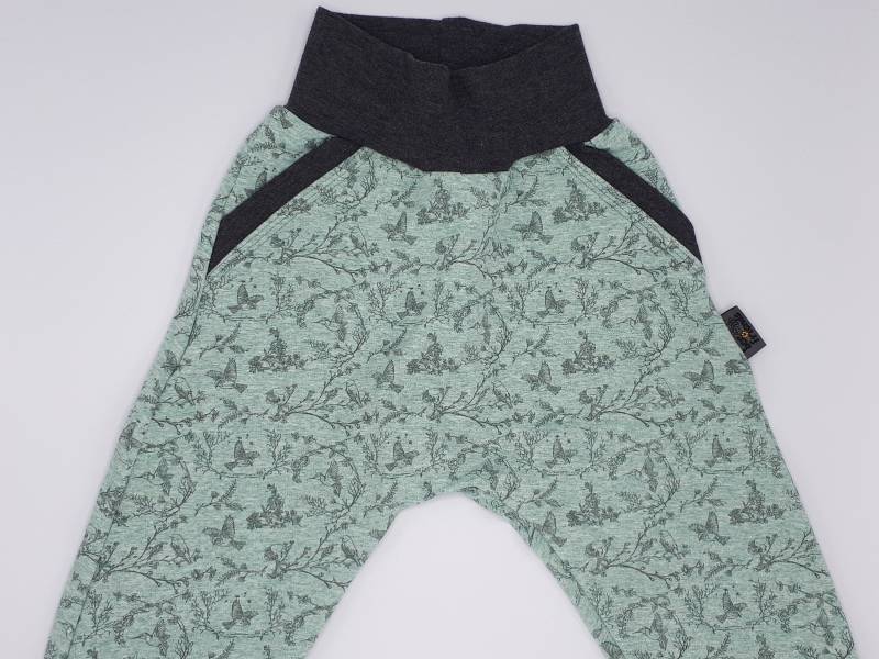 Pumphose, Gr. 92 "Vögel Mint" Kuschelhose von BeefriendsShop