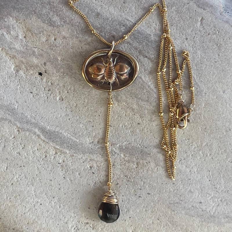 Handgemachte Gold Fill Lariat Halskette Mit Rauchquarz Tropfen Handgemachte Gold Fill Lariat Halskette Mit Rauchquarz Tropfen von BeehiveJewelryStore