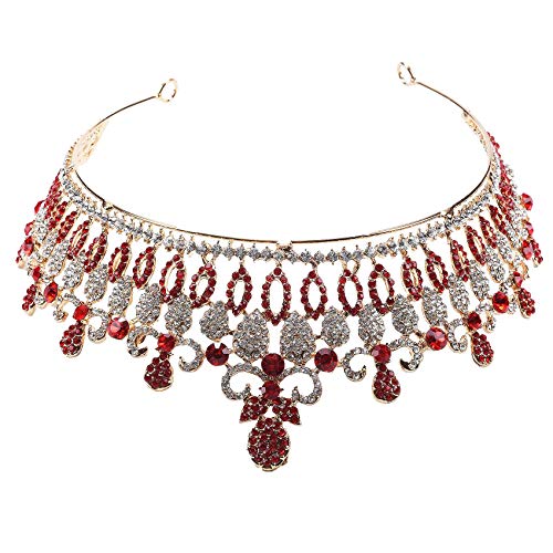 Barock Braut Kristall Kopf Schmuck Krone Prom Wasser Drill Garn Stirnband Hochzeit Haar Schmuck Rot von Beelooom