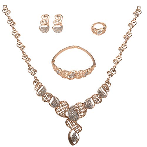 Beelooom Hochzeitsgeschenk, Ohrring-, Armreif-, Armband-, Ring-Schmuck-Set, Metall von Beelooom