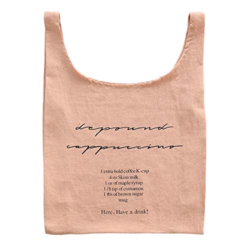 INS Handtrage Brief Weste Tasche Canvas Baumwolle Tasche Kaffeebeutel Schultertasche Eco Einkaufstasche Tote Bag Pink, rose, One Size von Beelooom