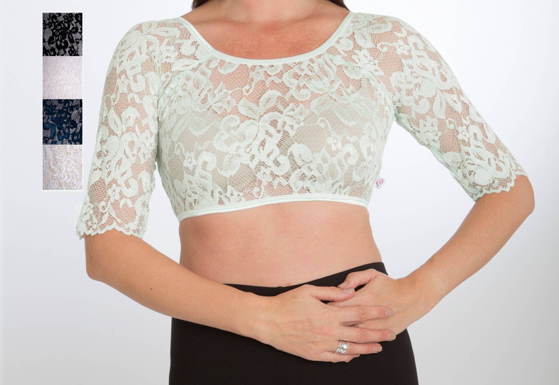 Unterkleid Ärmel - Stretch Spitze Höherer Hals- Elbow von BeemoorStore