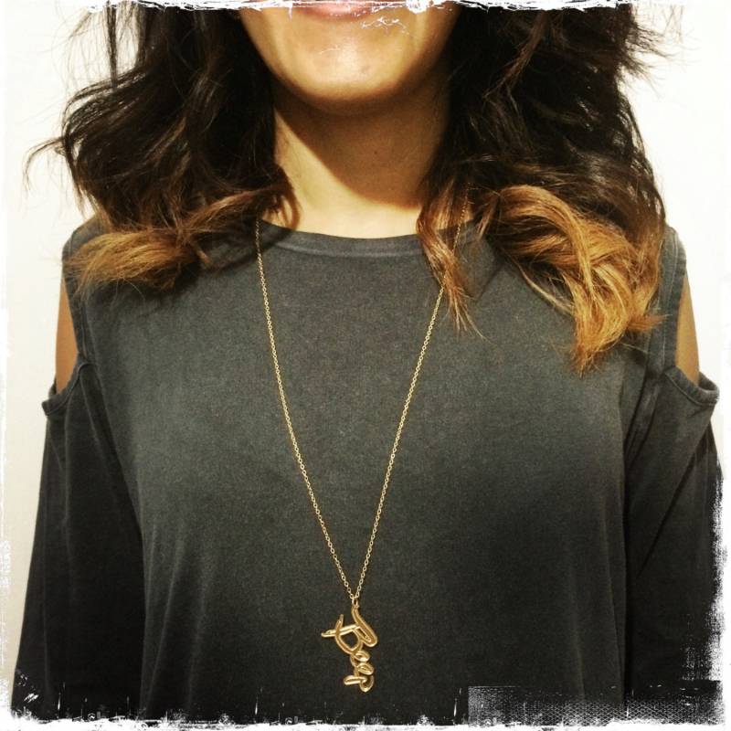 street Art Schmuck Geätzten Piepton Name Tag 50 cm Gold Gefüllte Halskette Mit Anhänger Gold Unisex Designer-Geschenke Versandkostenfrei Zum Verkauf von BeepArtsAndCrafts