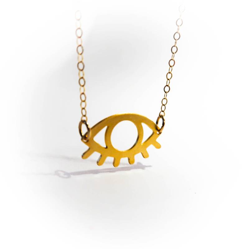 Gold Evil Eye Anhänger Halskette Sterling Silber Unisex Schmuck von BeepStudio