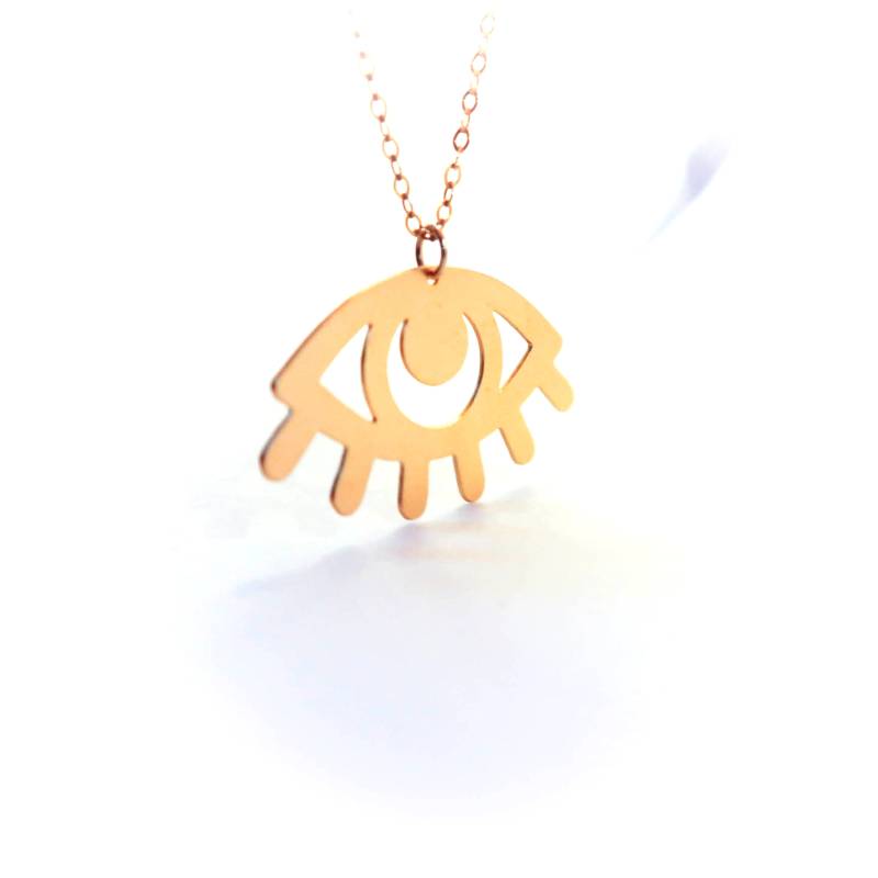 Gold Evil Eye Halskette Sterling Silber Handmade Anhänger von BeepStudio