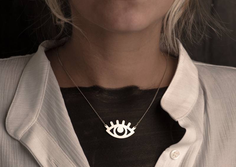 Gold Evil Eye Halskette Sterling Silber Unisex Anhänger von BeepStudio