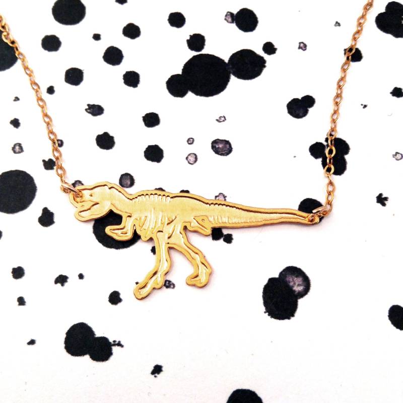 Gold Filled Dinosaurier Fossil Halskette Geeky Icon Schmuck von BeepStudio