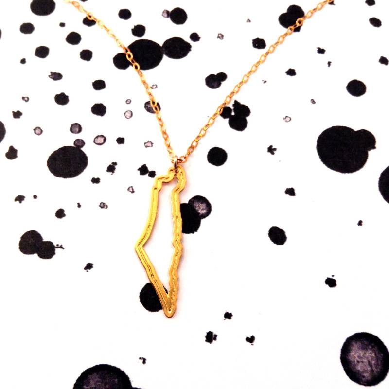 Gold Filled Israel Map Halskette Sterlingsilber Country Outline Anhänger von BeepStudio