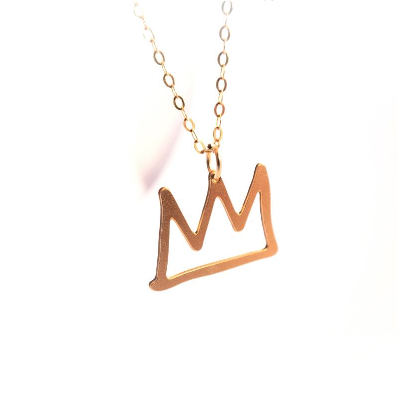 Gold Filled Kronen-Anhänger-Halskette Basquiat Style Art Jewelry von BeepStudio