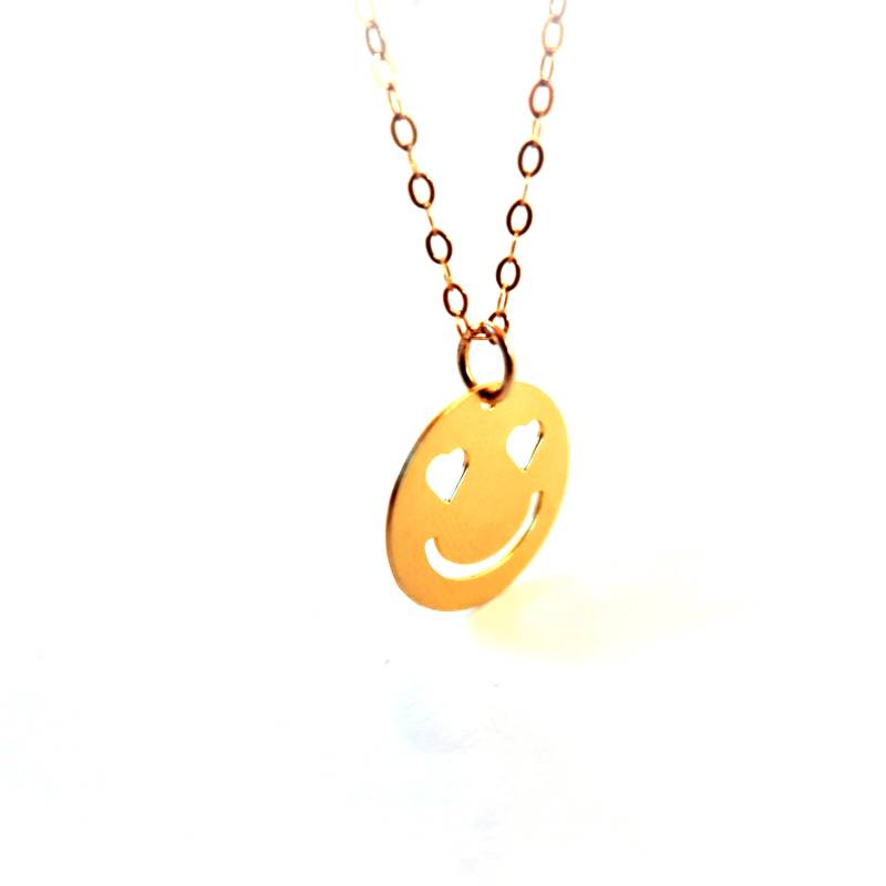 Gold Filled Smiley-Halskette Herz-Augen-Symbol Anhänger von BeepStudio