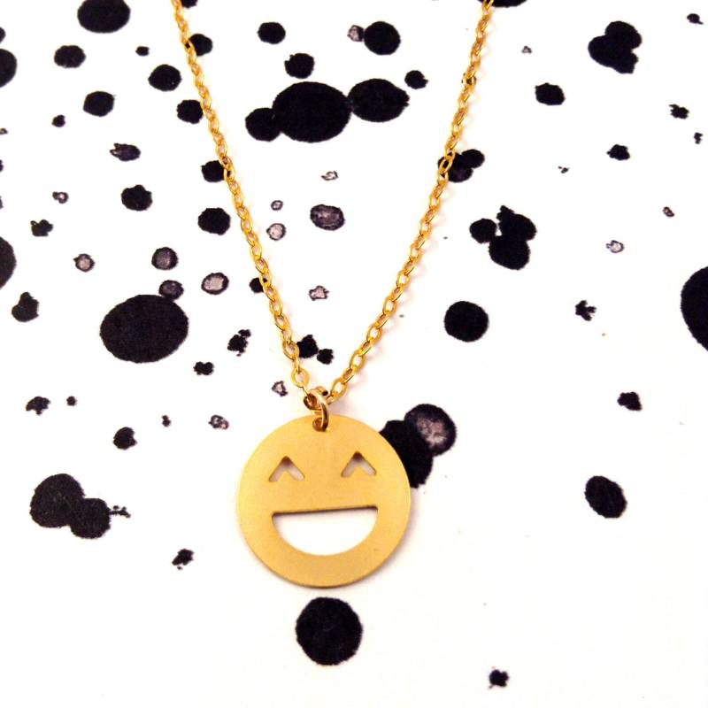 Gold Filled Smiley-Halskette Minimalist-Icon-Schmuck von BeepStudio