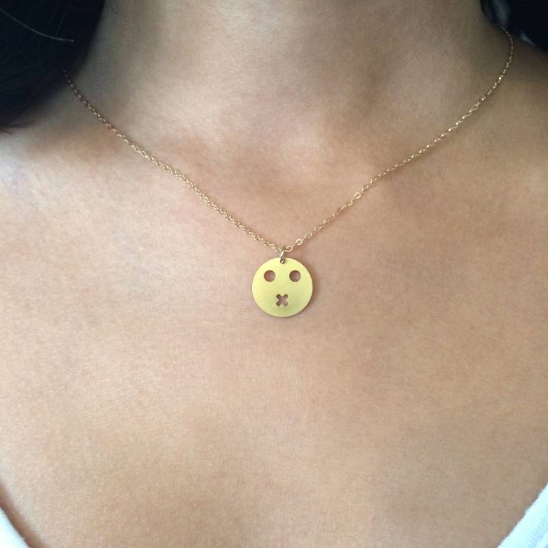 Gold Filled Smiley-Halskette Minimalist-Icon-Schmuck von BeepStudio