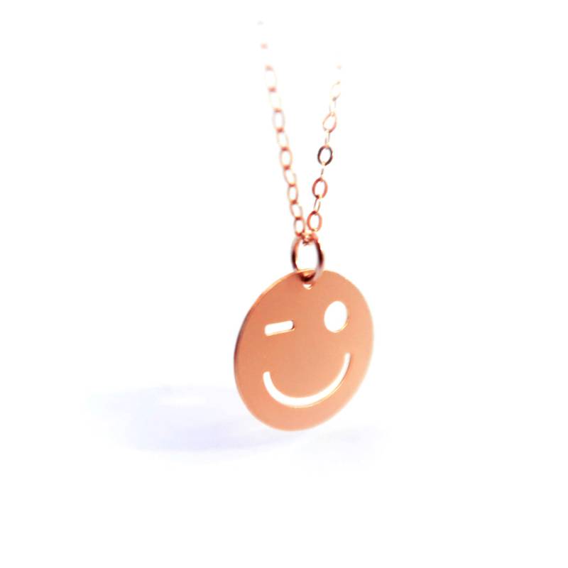 Gold Filled Smiley Halskette Wink Icon Anhänger von BeepStudio