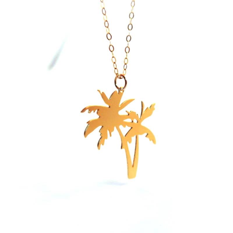 Gold Palme Halskette Sterling Silber Charm Anhänger von BeepStudio