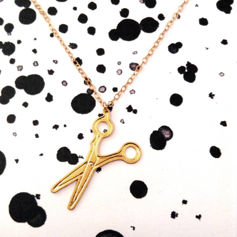 Gold Schere Halskette Haar Stylistin Schmuck, Sterling Silber Option von BeepStudio