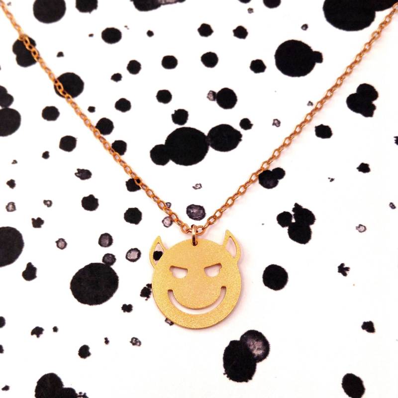 Teufel Smiley Halskette 14K Gold Filled Oder Sterling Silber Icon Schmuck von BeepStudio