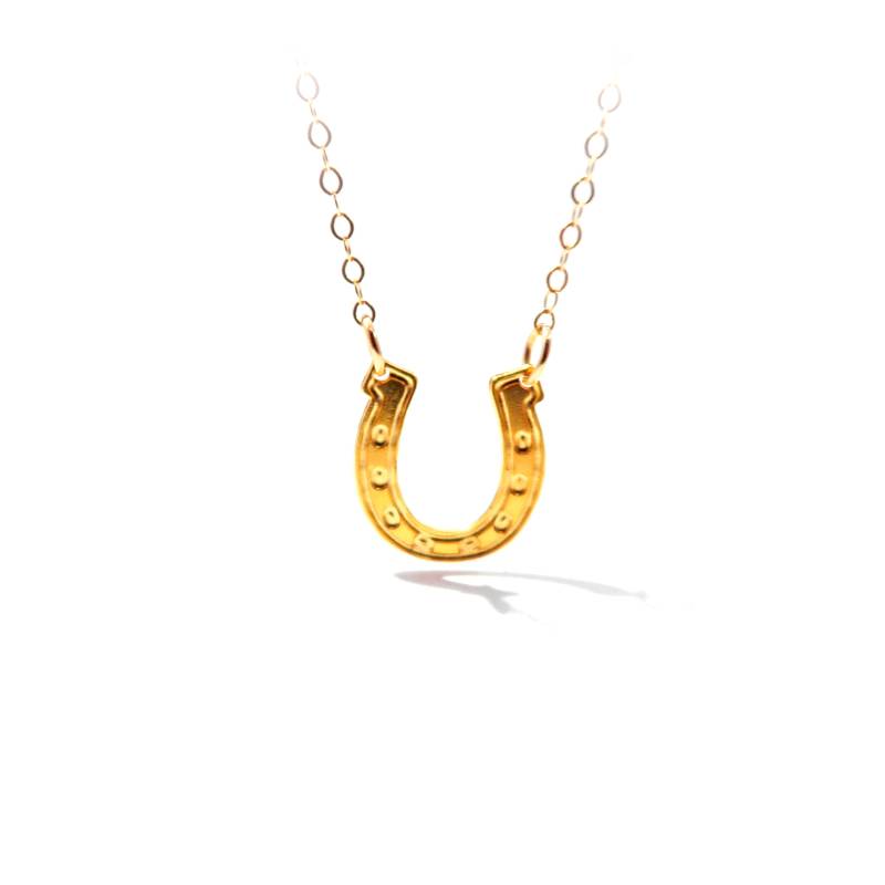 Zierliche Hufeisenhalskette 14K Gold Filled Glücksanhänger von BeepStudio