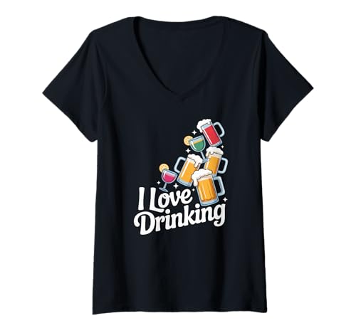 Damen Ich liebe es, Bier zu trinken, Cocktail, Spaß, Humor T-Shirt mit V-Ausschnitt Damen Ich liebe es, Bier zu trinken, Cocktail, Spaß, Humor T-Shirt mit V-Ausschnitt von Beer Cocktails Fun Beverage Humor