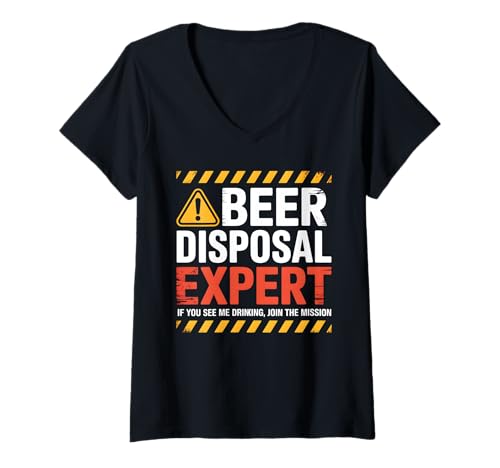 Damen Bierentsorgungsexperte Lustige Trinkmission T-Shirt mit V-Ausschnitt von Beer Disposal Expert Tees