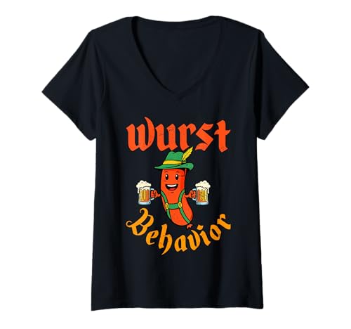 Damen Oktoberfest - Wurst Verhalten T-Shirt mit V-Ausschnitt Damen Oktoberfest - Wurst Verhalten T-Shirt mit V-Ausschnitt von Beer Humor Oktoberfest Apparel