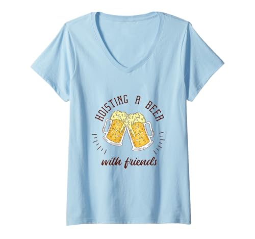 Damen Hoisting A Beer With Friends Lustiges Bierliebhaber-Geschenk T-Shirt mit V-Ausschnitt von Beer Lover Designs Shirt Merch & Co.
