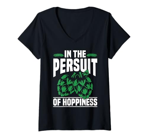 Damen In Pursuit Of Hoppiness Beer Pun Design T-Shirt mit V-Ausschnitt Damen In Pursuit Of Hoppiness Beer Pun Design T-Shirt mit V-Ausschnitt von Beer Lover Hop Humor Craft Men Women