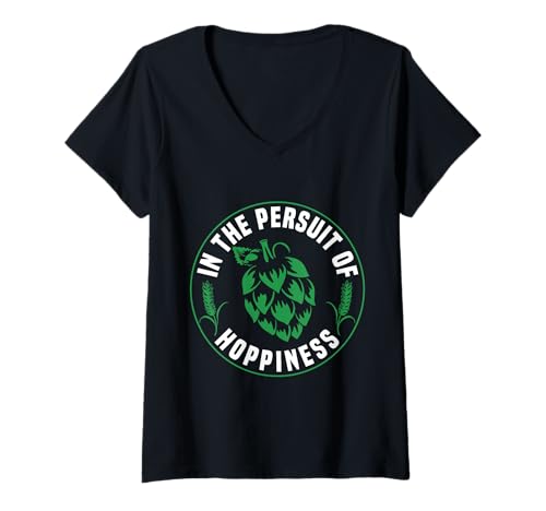 Damen In Pursuit Of Hoppiness Beer Pun Design T-Shirt mit V-Ausschnitt Damen In Pursuit Of Hoppiness Beer Pun Design T-Shirt mit V-Ausschnitt von Beer Lover Hop Humor Craft Men Women