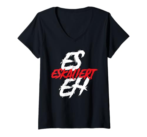 Damen ES ESKALIERT EH T-Shirt mit V-Ausschnitt von Beer Pong Campeon