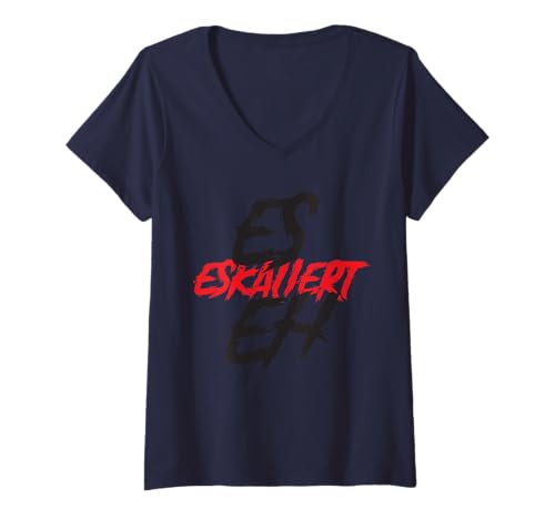 Damen ES ESKALIERT EH T-Shirt mit V-Ausschnitt Damen ES ESKALIERT EH T-Shirt mit V-Ausschnitt von Beer Pong Campeon