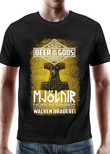 Wacken Brauerei - T-Shirt - Mjölnir - Original Beer of The Gods Merchandise (3XL, Schwarz) von Beer of the Gods - Since 2016 - Wacken Brauerei