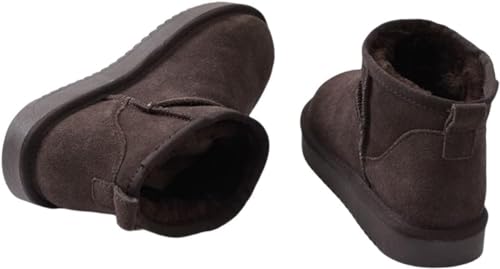 BeerMmay Mini-Stiefel für Frauen,Klassische Mini-Stiefelette mit Fell gefüttert,Warme mit Fell gefütterte Winterstiefel mit Anti-Rutsch-Beschichtung (Chocolate,37) von BeerMmay