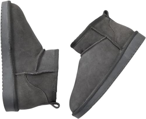 BeerMmay Mini-Stiefel für Frauen,Klassische Mini-Stiefelette mit Fell gefüttert,Warme mit Fell gefütterte Winterstiefel mit Anti-Rutsch-Beschichtung (Dark Gray,35) von BeerMmay