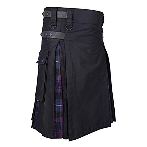 Schottland Rock Herren Vintage Kilt Gothic Punk Mode Kendo Taschenröcke Schottische Kleidung Plaid Faltenrock Neu L Pp von BeerMmay