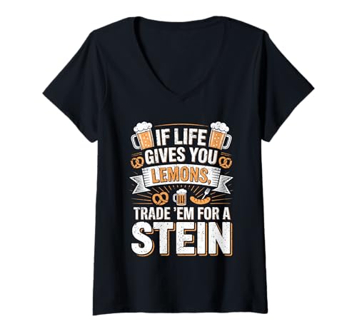Damen Wenn das Leben dir Zitronen gibt, tausche sie EIN lustiges Oktoberfest T-Shirt mit V-Ausschnitt Damen Wenn das Leben dir Zitronen gibt, tausche sie EIN lustiges Oktoberfest T-Shirt mit V-Ausschnitt von BeerSwap
