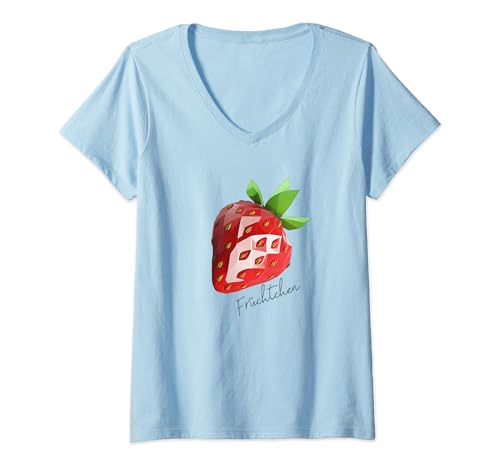 Damen Erdbeere Erdbeeren Früchtchen Spruch Frauen lustig Fun Damen T-Shirt mit V-Ausschnitt von Beeren Sprüche Gärtnerin elegant Garten Kostüm Fun