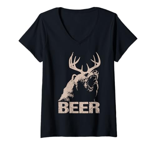 Damen Biere Hirschbären T-Shirt mit V-Ausschnitt Damen Biere Hirschbären T-Shirt mit V-Ausschnitt von Beers Deer Bears