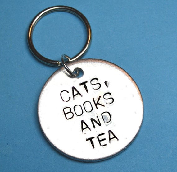Handgestempelter Schlüsselanhänger, Katzen Liebhaber, Geschenk Für Sie, Frauen von BeesHandStampedGifts