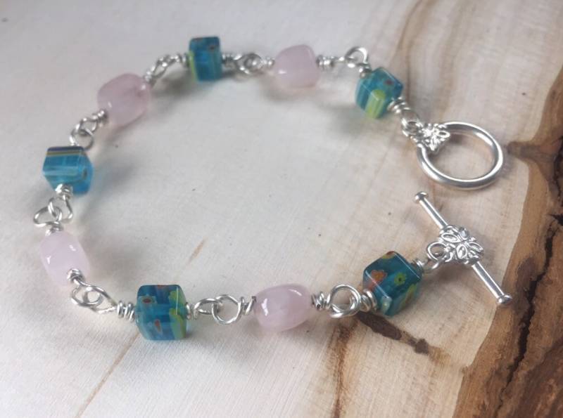 Rosenquarz & Blauglas Armband Rosenquarz & Blauglas Armband von BeesHandmadeJewelry