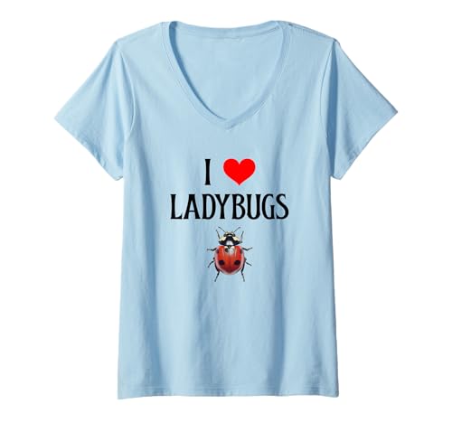 Damen I Love Ladybugs I Heart Ladybugs Beetle Bug Entomologe T-Shirt mit V-Ausschnitt Damen I Love Ladybugs I Heart Ladybugs Beetle Bug Entomologe T-Shirt mit V-Ausschnitt von Beetle lover I Love Ladybugs Pet Insect Bug lover