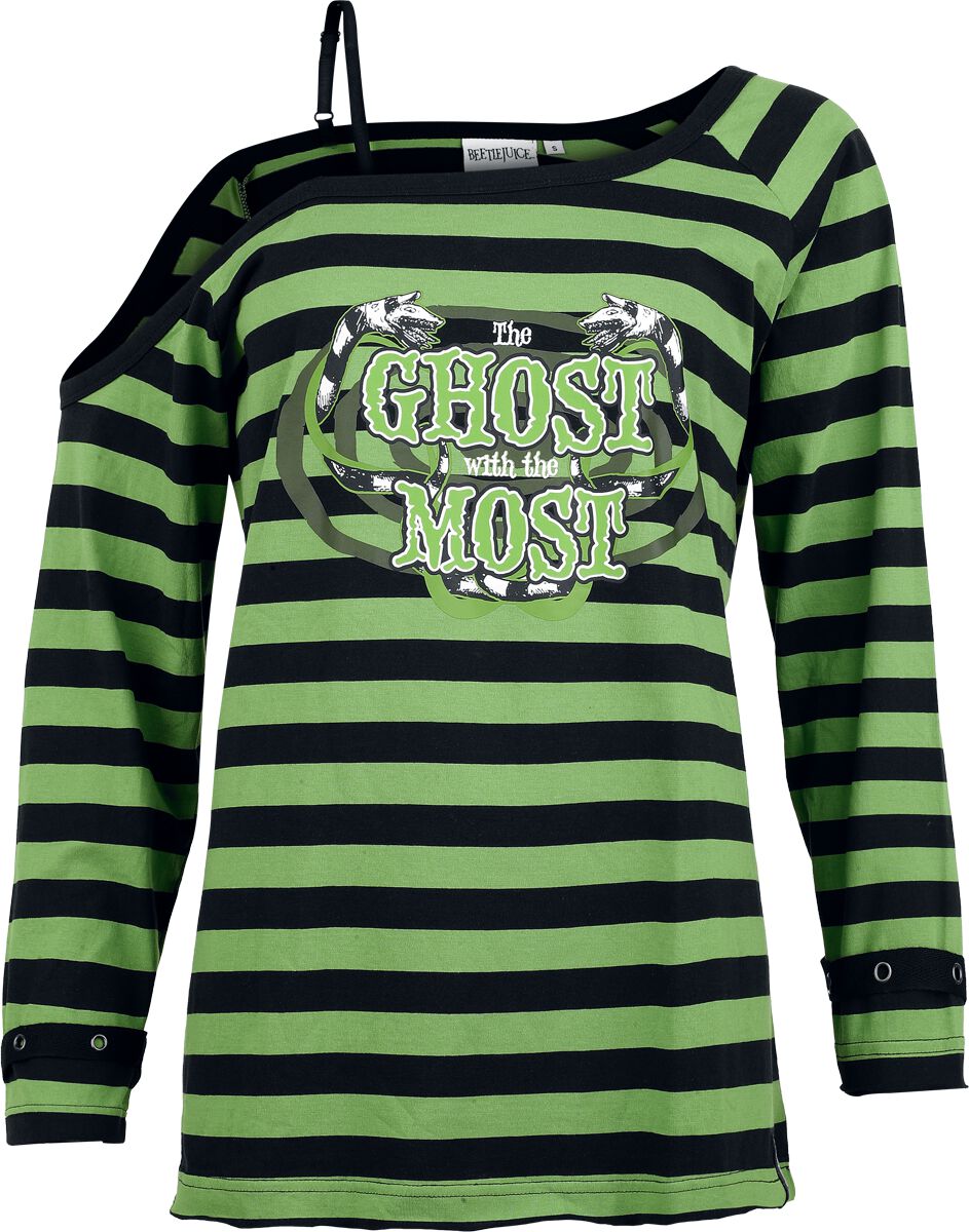 Beetlejuice Langarmshirt - Ghost With The Most - S bis XXL - für Damen - Größe M - grün/schwarz  - EMP exklusives Merchandise! von Beetlejuice
