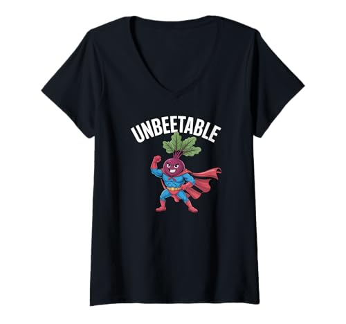 Damen Unschlagbare Rüben-Superheldenkraft T-Shirt mit V-Ausschnitt Damen Unschlagbare Rüben-Superheldenkraft T-Shirt mit V-Ausschnitt von Beetroot Enthusiast Superhero Humor