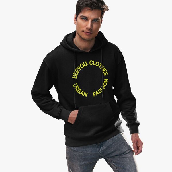 Beeyou. Clothes Hoodie aus Bio-Baumwolle mit gelbem Circle-Design von Beeyou. Clothes